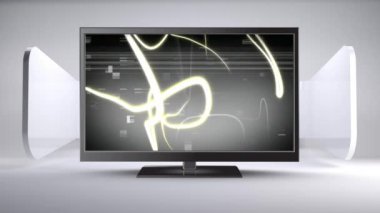 Ekranında dönen çizgiler ve statik gürültü ile bir televizyon dijital animasyon