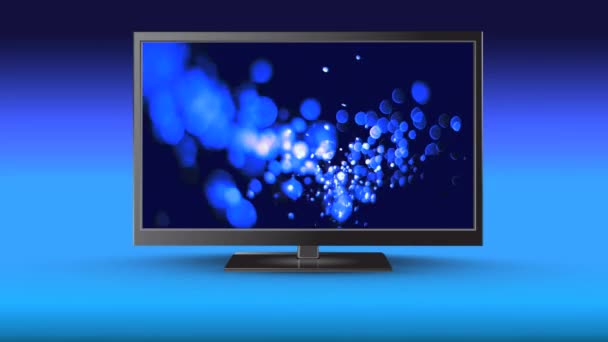 Ekranında Bokeh Işık Efektleri Ile Düz Ekran Televizyon Dijital Animasyon — Stok video