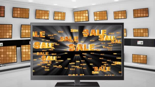 Digitální Animace Plochých Obrazovek Televize Prodejem Textů Obrazovce Ním Jsou — Stock video