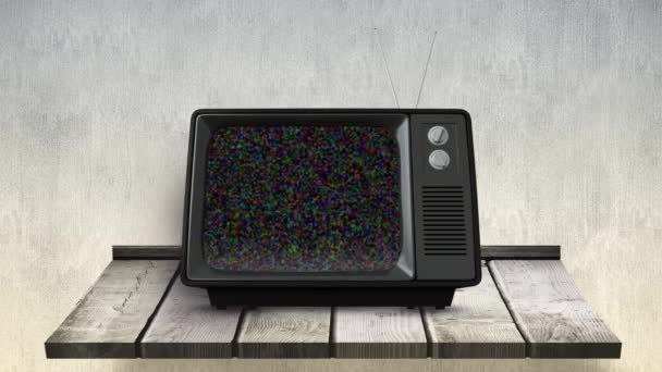 墙上计数器上电视的数字动画 屏幕上有一个空白通道 — 图库视频影像