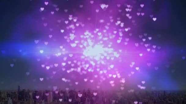 Animación Digital Una Explosión Corazones Espacio Exterior — Vídeos de Stock