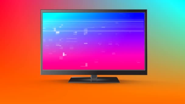 Digital Animation Television Monitor Colorful Background Showing Pixel Noise — Stock Video