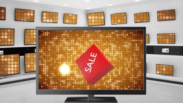 Animación Digital Televisor Pantalla Plana Con Una Compra Marcada Con — Vídeos de Stock