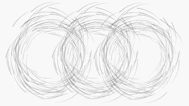 Cyfrowa Animacja Trzech Zestawów Linii Poruszających Się Kręgach Białym Tle — Wideo stockowe