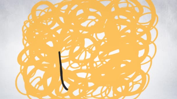 Dibujo Animación Una Tableta Móvil Blanca Sobre Arte Garabateado Amarillo — Vídeo de stock