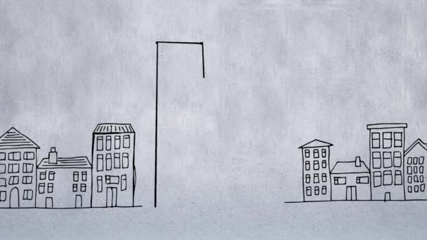 Croquis Animation Deux Bâtiments Celui Gauche Est Grand Que Celui — Video