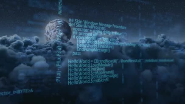 Vista Cinematográfica Códigos Fuente Scripts Android Animación Mecanografía Fondo Cielo — Vídeo de stock
