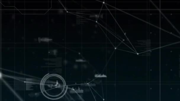 Digitale Animation Einer Reihe Sich Bewegender Blockchain Schleifen Und Verbindungslinien — Stockvideo