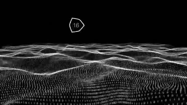 Arte Digital Una Animación Carga Blanco Negro Códigos Binarios Movimiento — Vídeo de stock