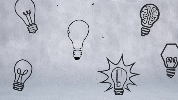 Sketch Animation Colored Earth Blinking Light Bulbs Five Other Black — Stock Video