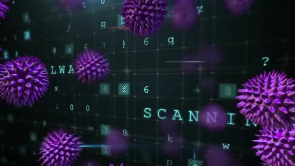 Digitale Animatie Van Violet Pollen Structuren Verplaatsen Naar Een Computer — Stockvideo