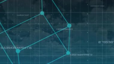 Mavi küpün hologram görünümü ve ekrana doğru öne doğru yakınlaştırma ızgarasını ölçme.