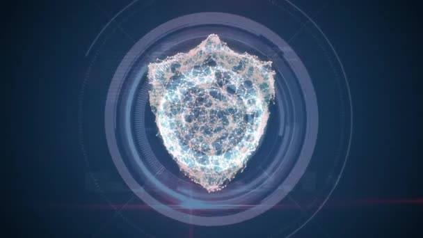 Une Animation Boucle Transparente Bouclier Cybersécurité Avec Arrière Plan Vectoriel — Video