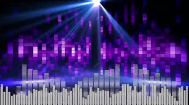 Pembeden mor dijital çubuklara, ses ekolayzıranimasyonuna ve led disko ışığına