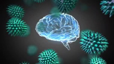 Sola dönen bir insan beyninin tam görünümü, polen alerjenleri beyne doğru hareket