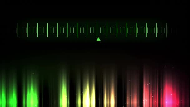 Een Metingsschaal Met Bewegende Pijl Glinsterende Rode Tot Groene Lichten — Stockvideo