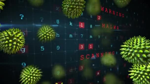 Digital Animation Grupp Rörliga Mikroskopiska Pollen Mot Utsatt Cybersäkerhet Efter — Stockvideo