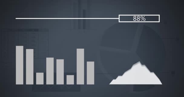 Animação Digital Gráficos Vetoriais Aleatórios Gráfico Barras Flutuantes Gráfico Área — Vídeo de Stock