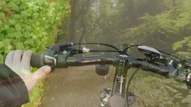 Composto Digital Montando Uma Bicicleta Uma Vista Mover Através Uma — Vídeo de Stock