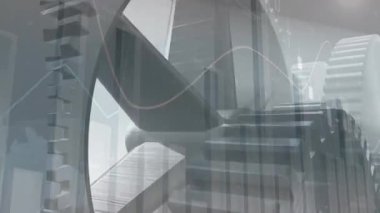 Ön planda istatistikleri ile çalışan dişliler ve tekerlekler dijital kompozit