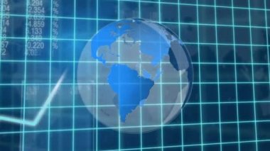 Bir grafik ve büyüme gösteren yüzdeleri ile bir arka plan üzerinde dönen küredijital kompozit