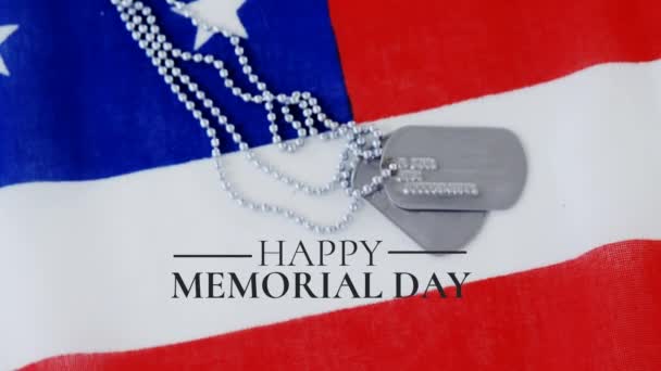 Close Military Dog Tags American Flag — Stock Video