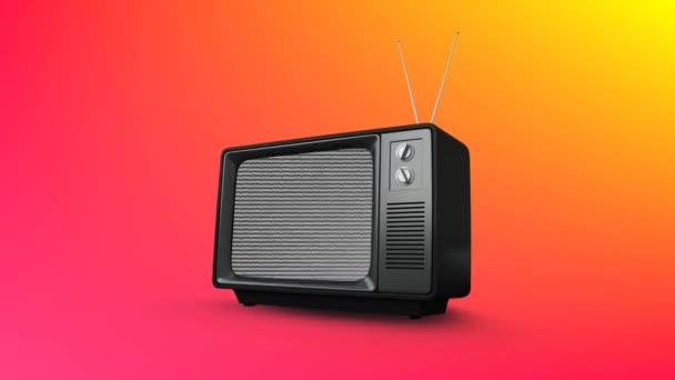 Digitale Animatie Van Een Televisie Met Een Antenne Die Een — Stockvideo