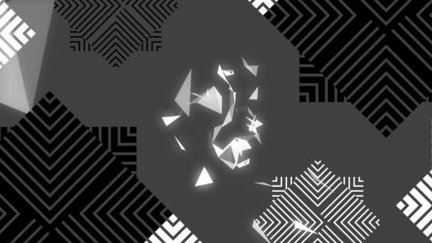 Digitale Animation Von Schwarz Weißen Glasscherben Mit Abstraktem Hintergrund — Stockvideo
