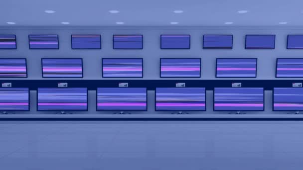 Digitale Animatie Van Flat Screen Televisies Het Display Een Elektronische — Stockvideo