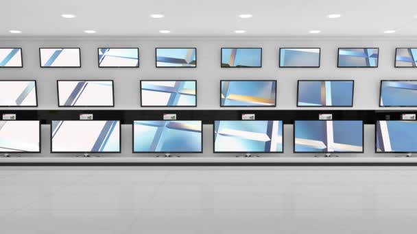 Digitale Animatie Van Flat Screen Televisies Display Met Schermen — Stockvideo