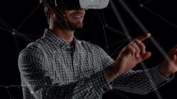 Compuesto Digital Hombre Con Casco Realidad Virtual Deslizándose Aire Con — Vídeos de Stock