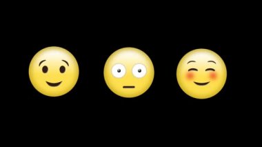 Göz kırparak bir emoji dijital olarak oluşturulan animasyon, yuvarlanan gözleri emoji ile yüz, ve bir kızarma emoji