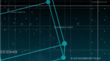 Küp kare desenler ve koordinatlar arka plan ile dönerken ekranda görünen mavi yıldırım dijital animasyon