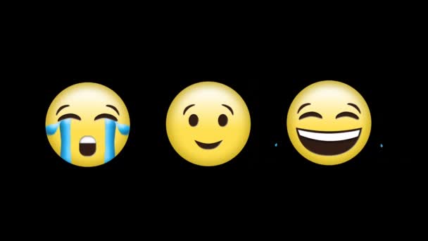 Animación Generada Digitalmente Emoji Llorando Emoji Guiñando Ojo Emoji Llorando — Vídeo de stock