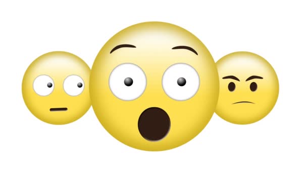 Digitally Generated Animation Face Rolling Eyes Emoji Surprised Emoji Upset — Stock Video