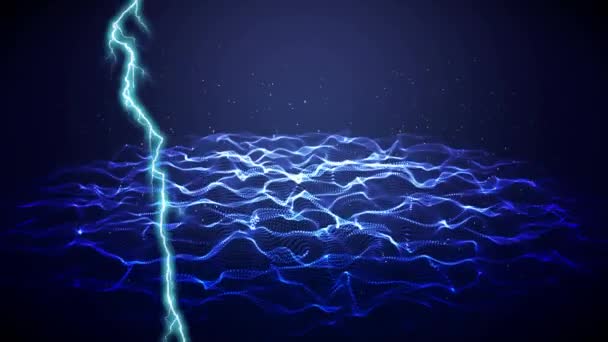 Digital Animation Water Ripples While Lightning Appear Screen — Stock Video