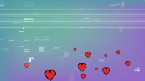 Digitale Animation Von Herzsymbolen Die Sich Statisch Auf Dem Bildschirm — Stockvideo