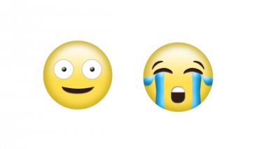 Kırmızı emoji ve ağlamak emoji dijital animasyon