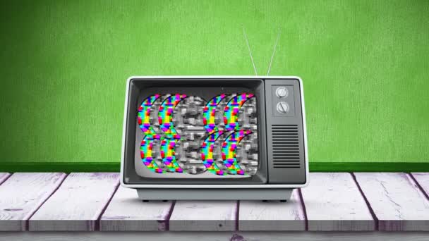 Animazione Digitale Vecchio Televisore Con Colorato Movimento Statico Sullo Schermo — Video Stock