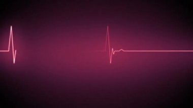 Kırmızı şimşek ve kalp hızının karanlık bir arka plana karşı ekranda hareket eden dijital animasyonu