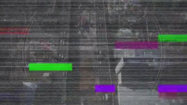 Otomobil ile bir otoyol görünümü bir arka plan ile ekranda renkli statik hareketli dijital animasyon