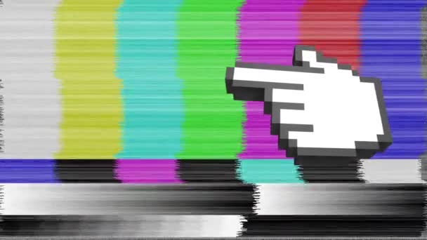 Цифрова Анімація Піктограми Руки Рухається Екрані Тлі Барвистої Статичної — стокове відео