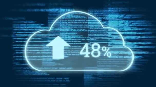 Animazione Digitale Della Percentuale Avanzamento Del Caricamento Nuvole Con Sfondo — Video Stock