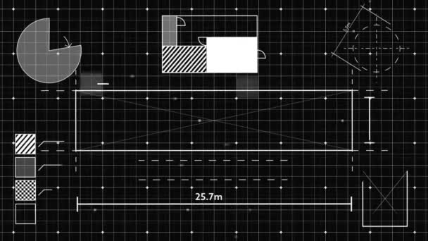 画面内を移動する正方形のパターンと幾何学的形状のデジタルアニメーション — ストック動画