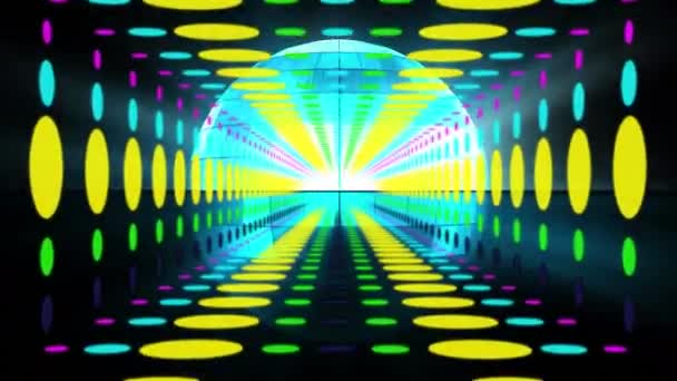 Cyfrowa Animacja Kolorowych Wzorów Koło Tłem Disco Ball — Wideo stockowe
