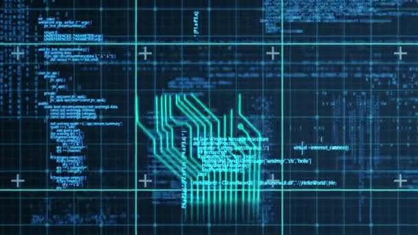 Animação Digital Códigos Programa Circuito Digital Movimento Contra Fundo Escuro — Vídeo de Stock