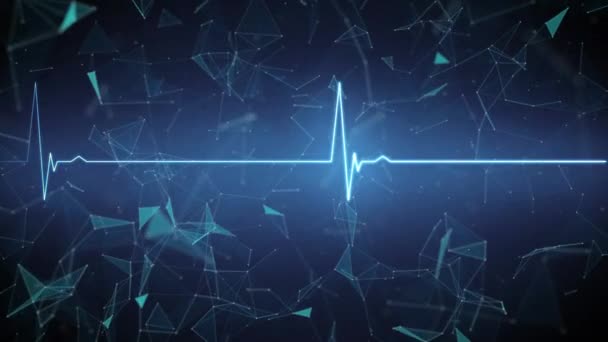 Digital Animation Heart Rate Abstract Shapes Moving Background — Stock Video