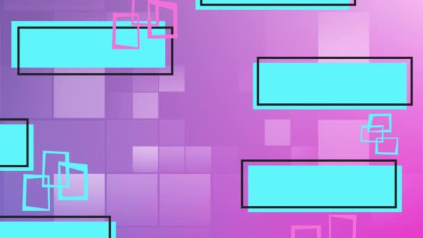 画面内を移動する水色の長方形と紫色の正方形のパターンのデジタルアニメーション — ストック動画