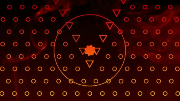 Animation Numérique Rectangle Orange Écran Avec Des Triangles Des Cercles — Video