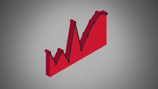 Animação Digital Gráfico Vermelho Movendo Contra Fundo Cinza Com Padrões — Vídeo de Stock